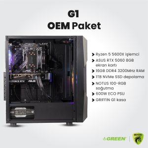 GRIFFIN G1 | RTX 5060 Gaming PC | Ryzen 5 5600X | 16GB Ram | 1TB SSD | Oyuncu OEM Paket