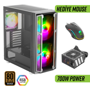 Green Griffin G6 ARGB Gaming Bilgisayar Kasası (2×200mm + 1×120mm Fan, Type-C, Kumandalı) – 700W 80+ Bronze PSU Dahil