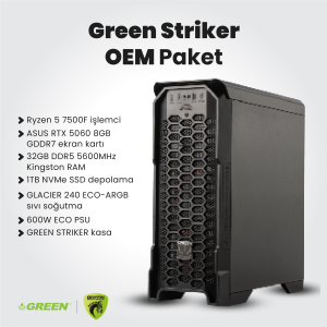 STRIKER | RTX 5060 Gaming Pc | Ryzen 5 7500F | 32GB Ram | 1TB SSD | Sıvı Soğutucu | Oyuncu OEM Paket