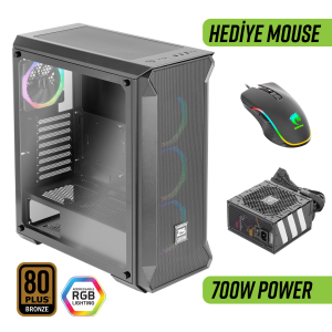 Green Z5 Surena ARGB Gaming Bilgisayar Kasası (4×120mm Fan + Kumanda) – 700W 80+ Bronze PSU Dahil