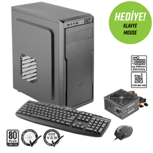 Ava Plus Skd 1X120MM 2x2.0 USB Bilgisayar Kasası (350W 80+ Standart Sertifikalı UPS)