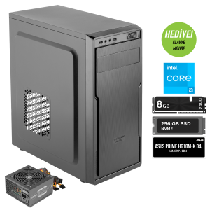 GREEN Ava Plus İntel i3 12100 İşlemci 8GB DDR4 Ram 256GB M2 SSD Freedos Masaüstü Bilgisayar